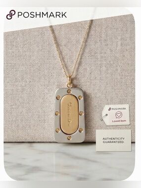 Authentic Christian Dior Palladium & Gold-Plated Two-Tone Pendant Necklace.